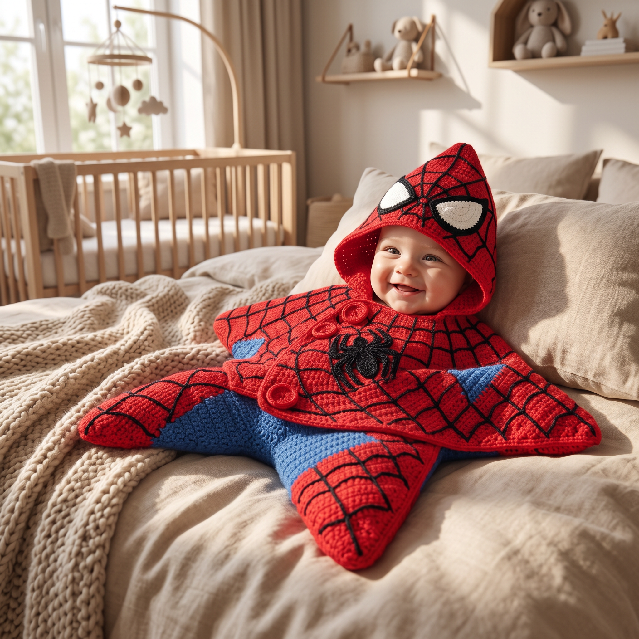 Crochet Red Spider Hero Baby Star Wrap